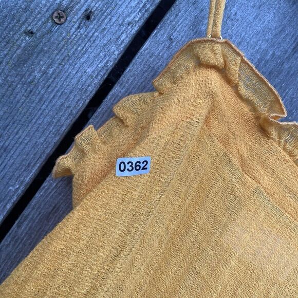 LISA MARIE FERNANDEZ Dress Sz 0 Orange Gauze Square Neck Mini Ruffled Spaghetti - Picture 13 of 13